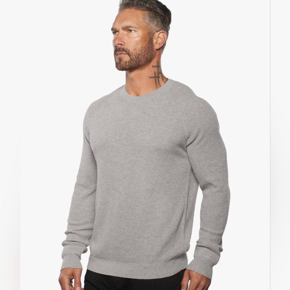 NWT Rhone Valen Waffle Knit Cashmere & Wool Gray Sweater (Lightweight) Size XL